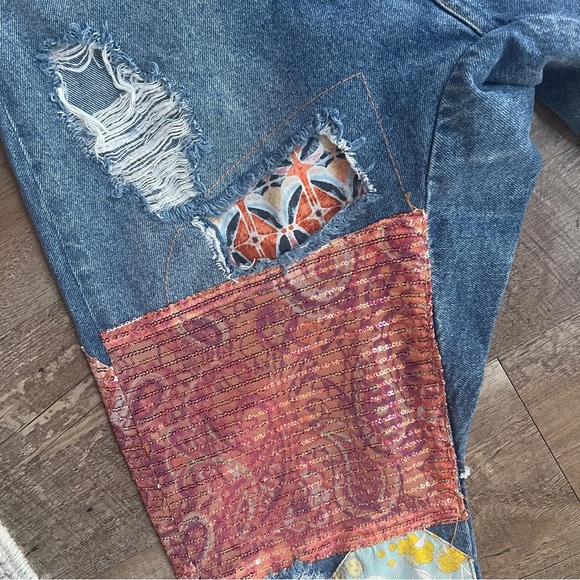 Free People Zappa Harem Patchwork Jeans - Picture 8 of 15